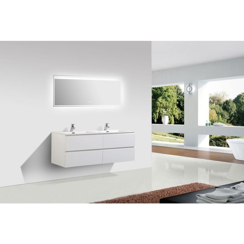 foto del prodotto bernstein mobile bagno alice 1380bianco opaco specchio opzionale specchio a luce led 2073, lucido
