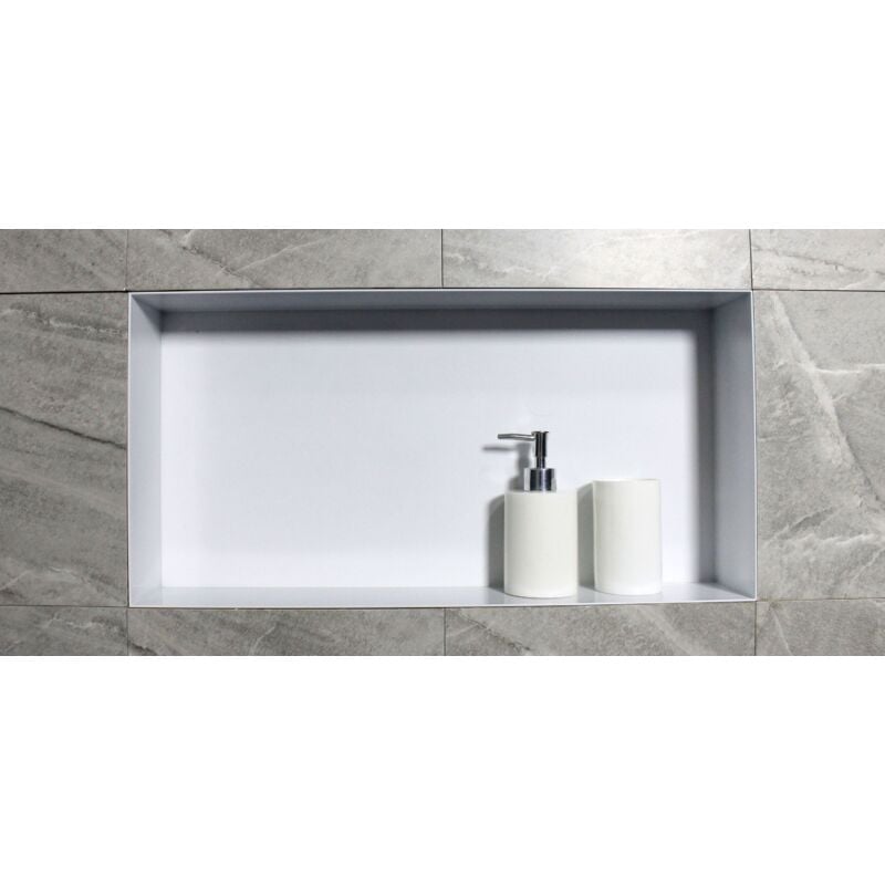 foto del prodotto bernstein nicchia da parete in acciaio inox bs603010 senza bordo 60 x 30 x 10 cm colore selezionabile bianco