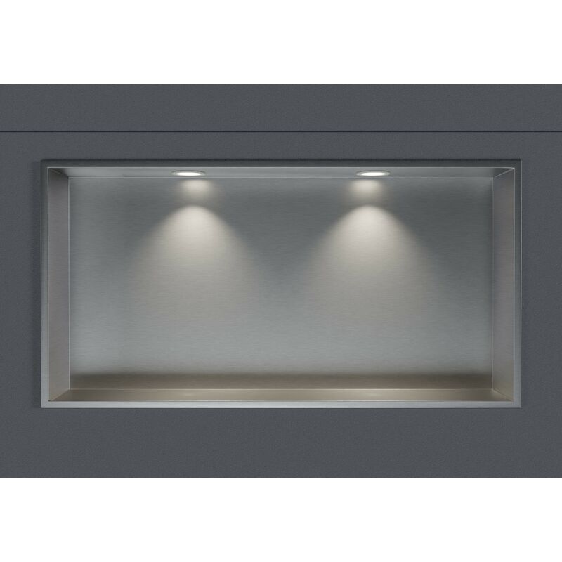 foto del prodotto bernstein nicchia da parete nt206010x in acciaio inox con faretti led 20 x 60 x 10 cm a x l x p colore selezionabile acciaio satinato, 2x