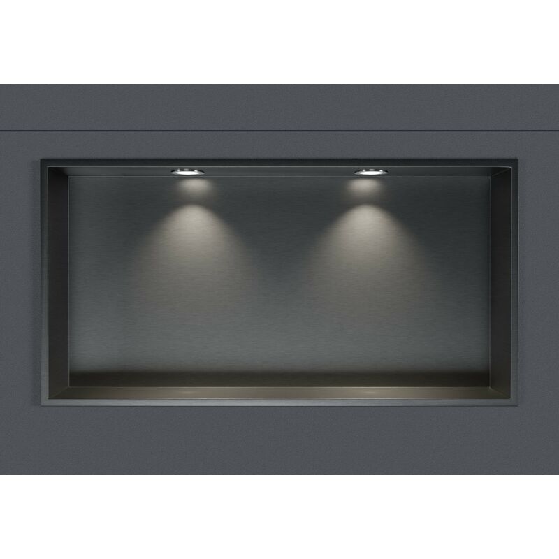 foto del prodotto bernstein nicchia da parete nt306010x in acciaio inox con faretti led 30 x 60 x 10 cm a x l x p colore selezionabile gunmetal, 2x spot