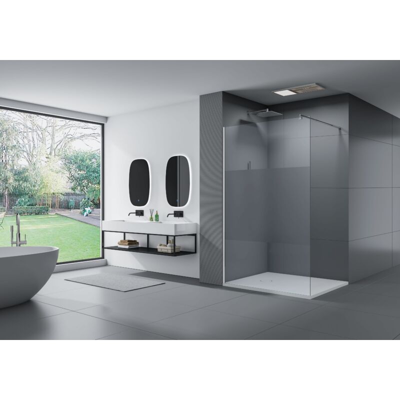 foto del prodotto bernstein parete doccia walk in ex101 vetro temprato striscia satin 10mm larghezza selezionabile 900mm
