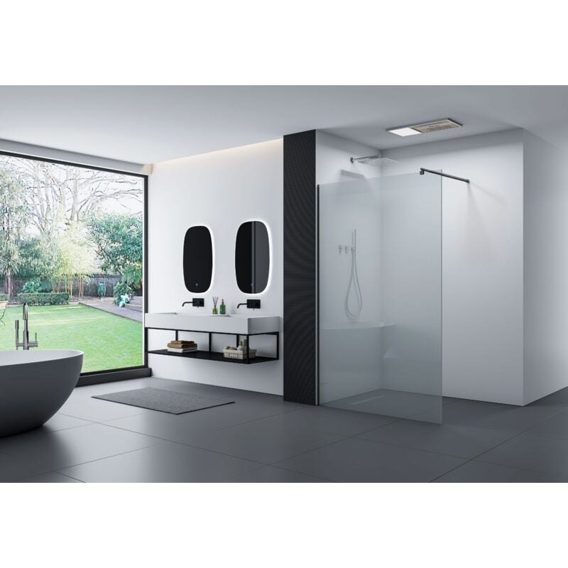 foto del prodotto bernstein parete doccia walk in ex103s vetro extra bianco di 10mm profilo in acciaio inox di 14 mm colore profilo a scelta 1200mm, rotondo,