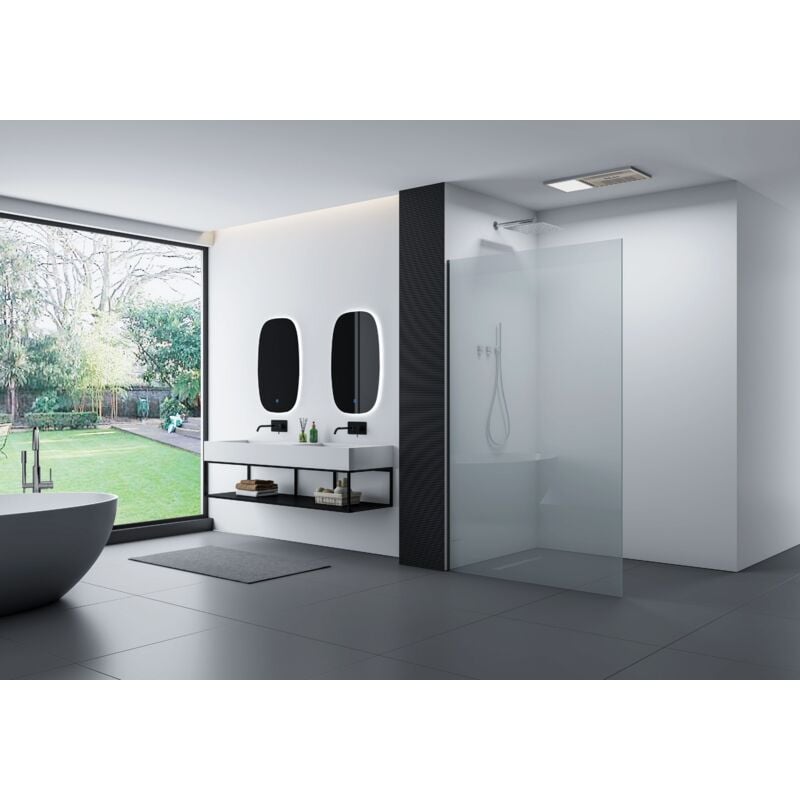 foto del prodotto bernstein parete doccia walk in ex103s vetro extra bianco di 10mm profilo in acciaio inox di 14 mm colore profilo a scelta 900mm, ohne ab