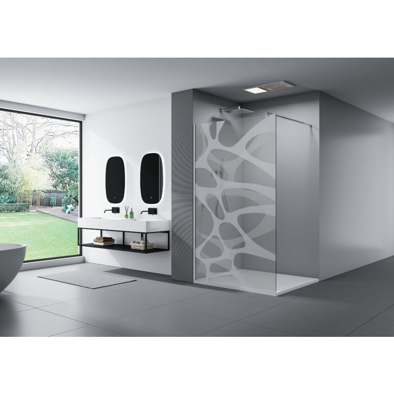 foto del prodotto bernstein parete doccia walk in modello wave in vetro temprato satin ex101 con rivestimento anti calcare nano larghezza selezionabile 1200mm
