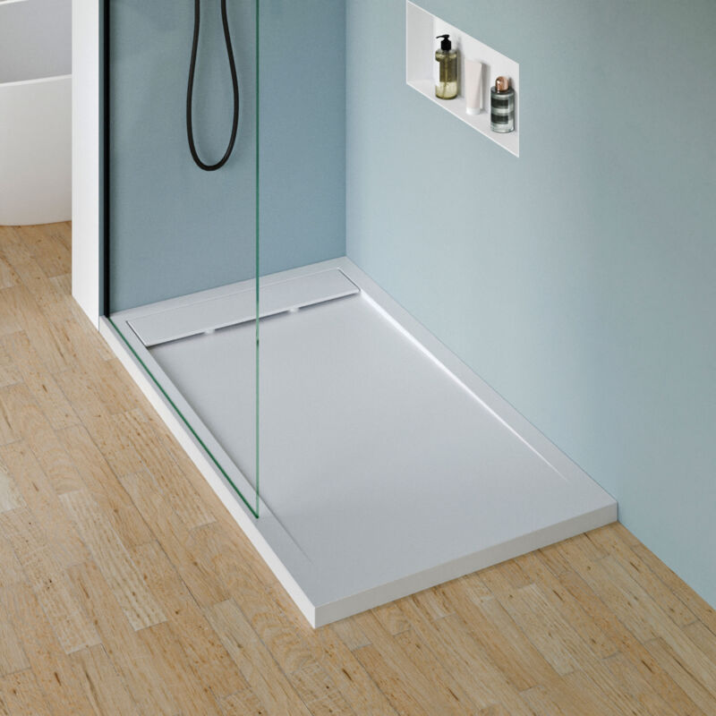 immagine 0 del prodotto bernstein piatto doccia new york effetto pietra colore e dimensioni a scelta bianco opaco, con siestema di scarico dallmer orio, 160x80cm