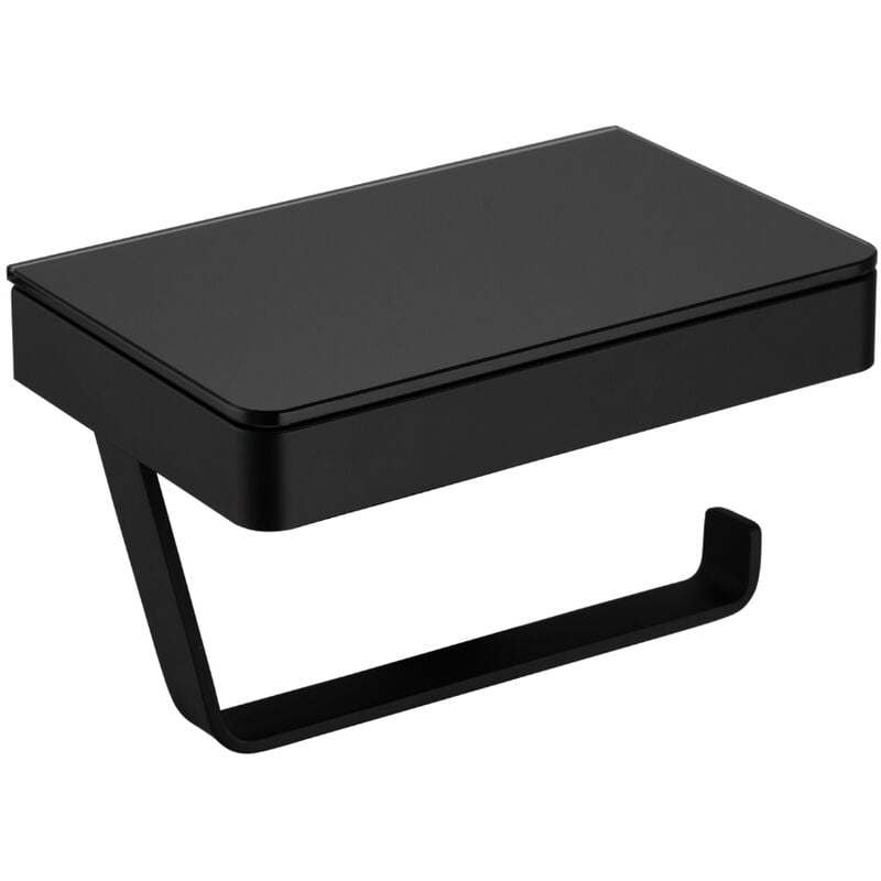 foto del prodotto bernstein porta carta igienica g501 in acciaio inox con ripiano in vetro colore selezionabile nero opaco 