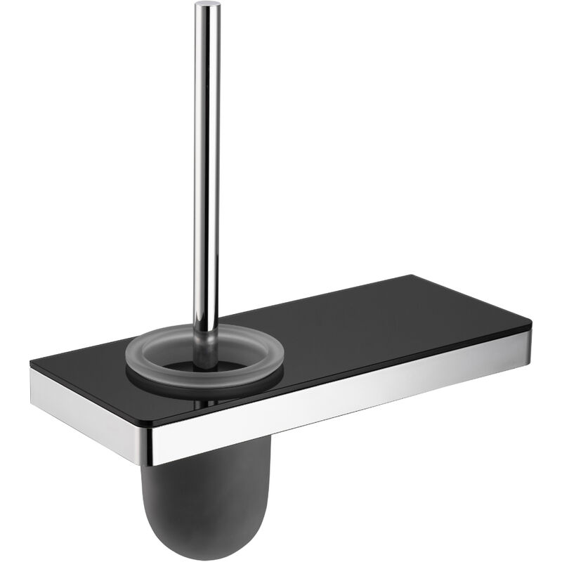 foto del prodotto bernstein porta scopino g505 in acciaio inox con ripiano in vetro colore selezionabile cromo nero