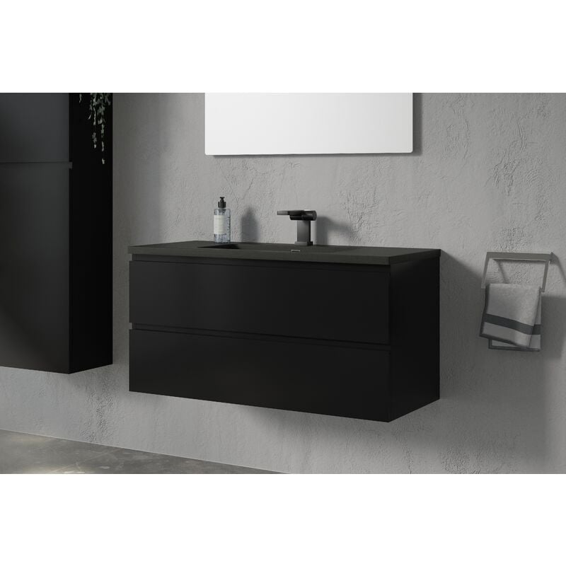 foto del prodotto bernstein set di mobili da bagno alice 1000 con lavabo colore selezionabile nero opaco, matt black en 
