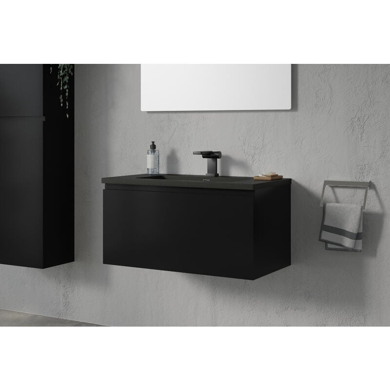 foto del prodotto bernstein set di mobili da bagno alice 800 con lavabo colore selezionabile nero opaco, matt black en 