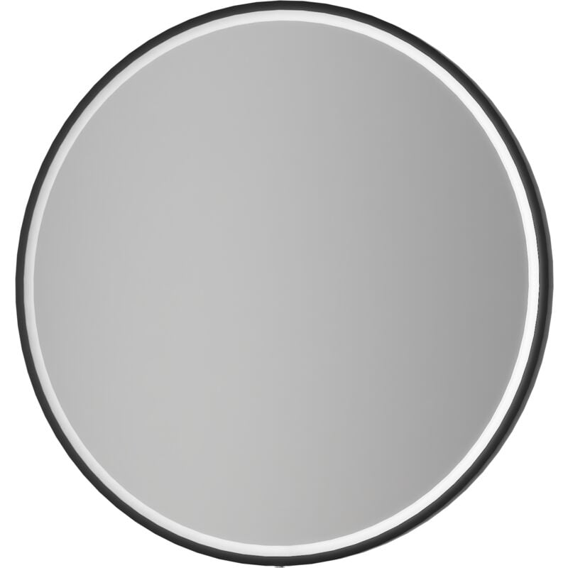 foto del prodotto bernstein specchio illuminato a led 8232 2.0 rotondo con sabbiatura e regolazione della luce calda fredda cornice nera dimensione selezionabile