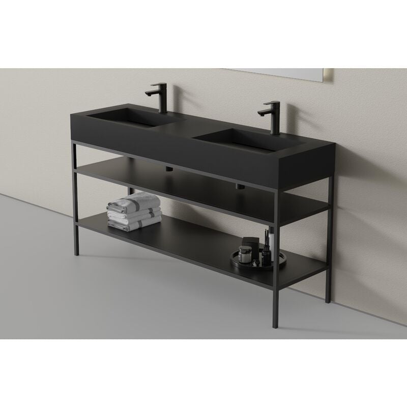 foto del prodotto bernstein supporto metallico per lavabo 150s in piedi nero opaco base coordinata per lavabo twg16