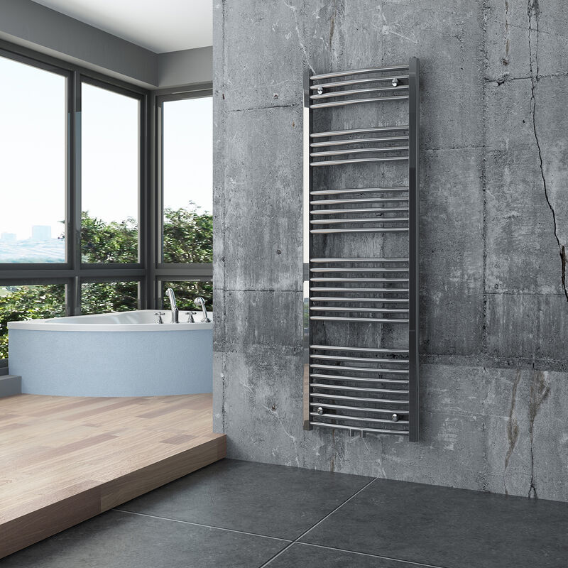foto del prodotto bernstein termosifone a muro r20c ricurvo cromato dimensioni selezionabili 1500x500mm, mit handtuchhalter gebogen de , con set di collegamento