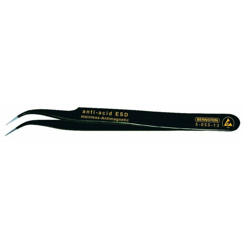 foto del prodotto bernstein tools for electronics 5 055 13 pinzetta smd 7a sa esd punte curve, molto acuminate 120 mm