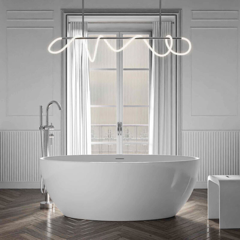 foto del prodotto bernstein vasca da bagno autoportante terra 2.0 acrilico bianco lucido 160 x 80 x 58 cm