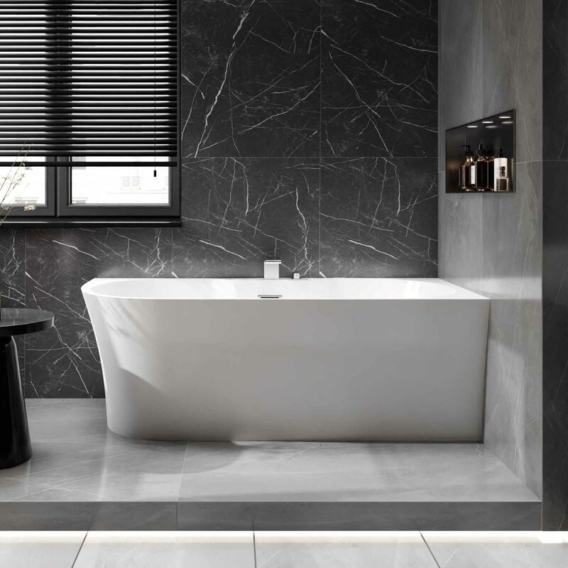 foto del prodotto bernstein vasca da bagno freestanding acrilico sanitario nova corner plus installazione a destra 170 x 78 cm rubinetteria opzionale senza