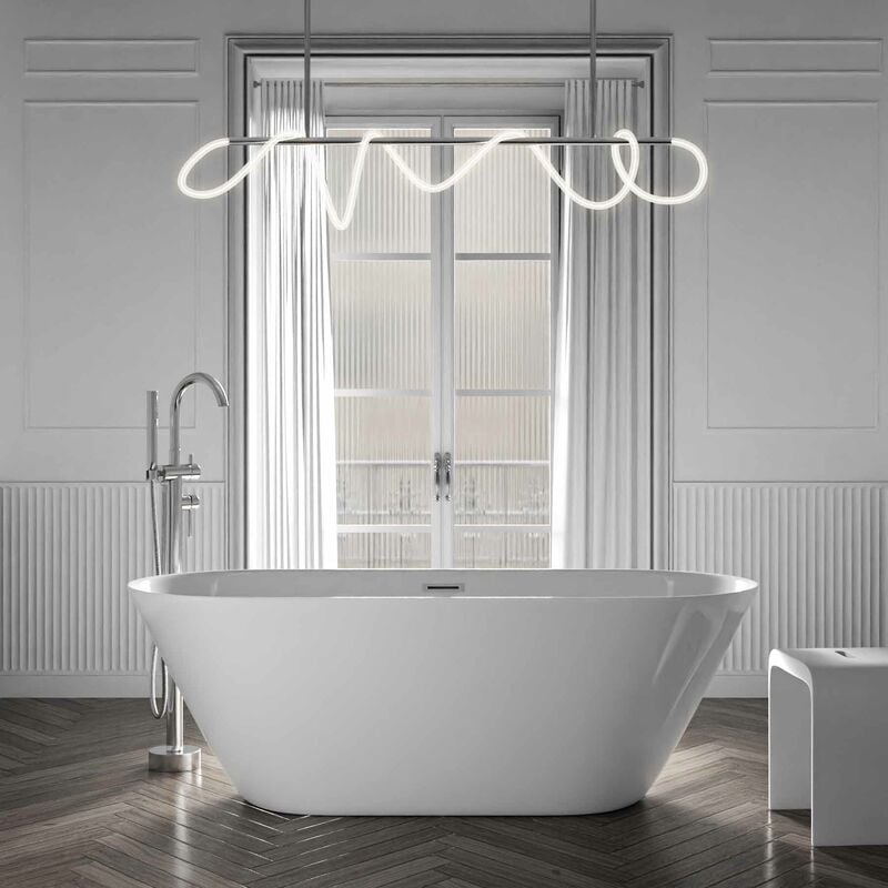 foto del prodotto bernstein vasca da bagno freestanding lugano 2.0 in acrilico bianco 170 x 75 x 58 cm rubinetteria a scelta con rubinetteria 8028, bianco lucido