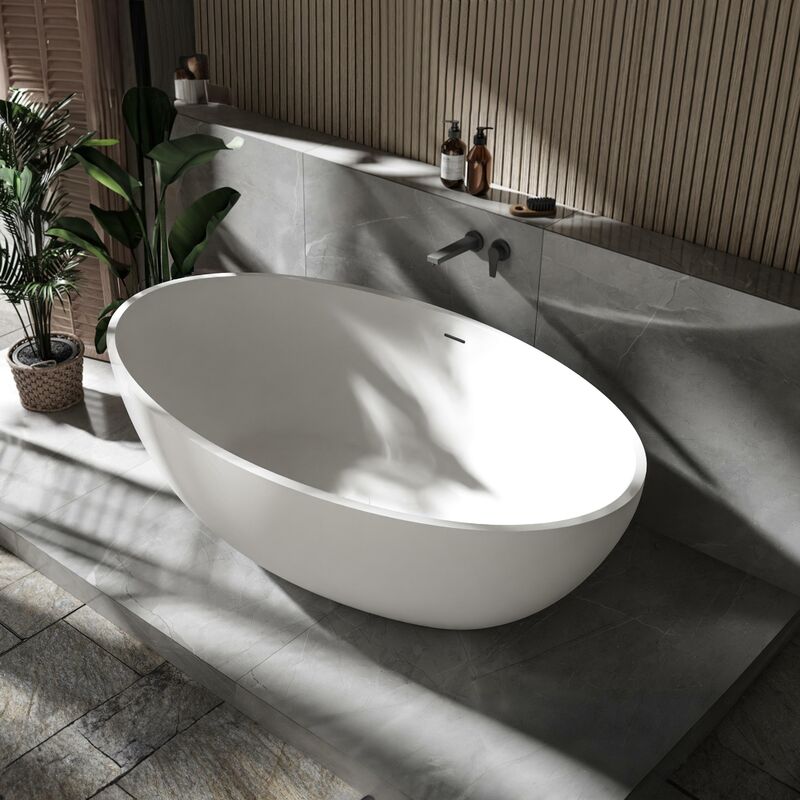foto del prodotto bernstein vasca da bagno freestanding relax in colata minerale 176 x 103 cm vari colori accessori opzionali senza rubinetteria, senza sistema