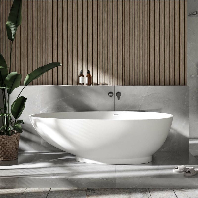 foto del prodotto bernstein vasca da bagno freestanding vigo mineral cast bianco opaco dimensioni selezionabili 170 x 85 cm