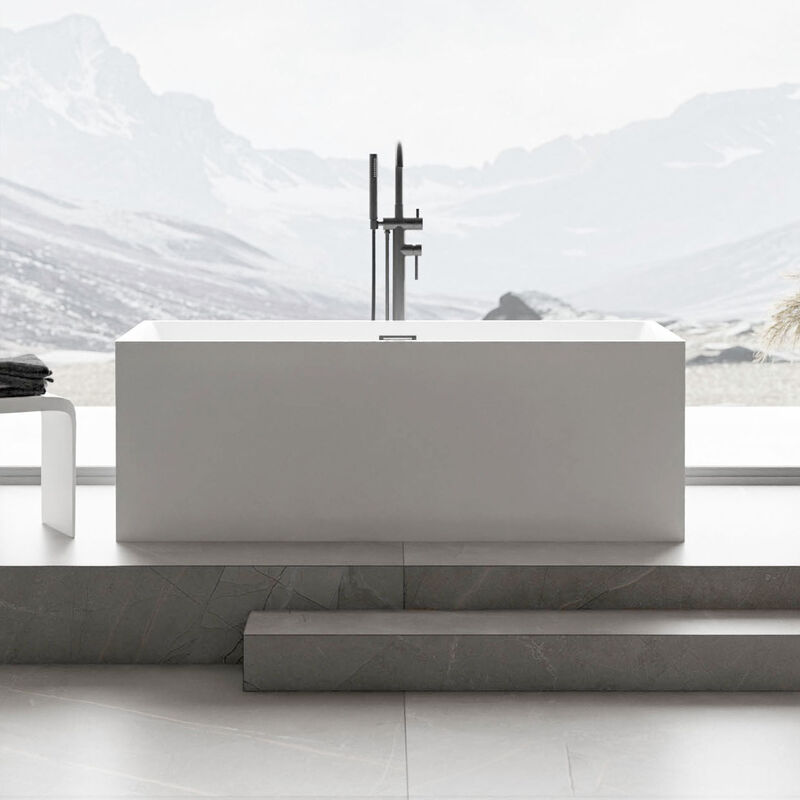 foto del prodotto bernstein vasca freestanding nadi acrilico sanitario bianco lucido 170 x 75 x 60 cm accessori opzionali senza rubinetteria, senza sistema di
