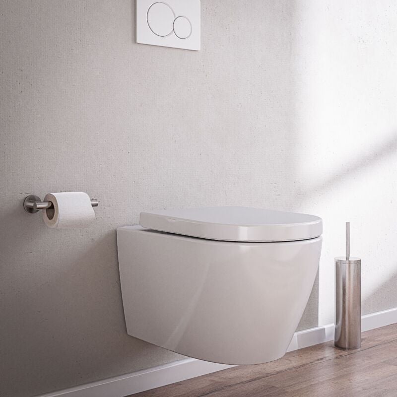 foto del prodotto bernstein wc sospeso senza bordo b 8030r bianco con nano rivestimento incl. coperchio con chiusura soft close bianco lucido standard