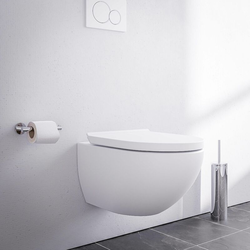 foto del prodotto bernstein wc sospeso senza brida e 9030 con sedile soft close colore a scelta bianco opaco
