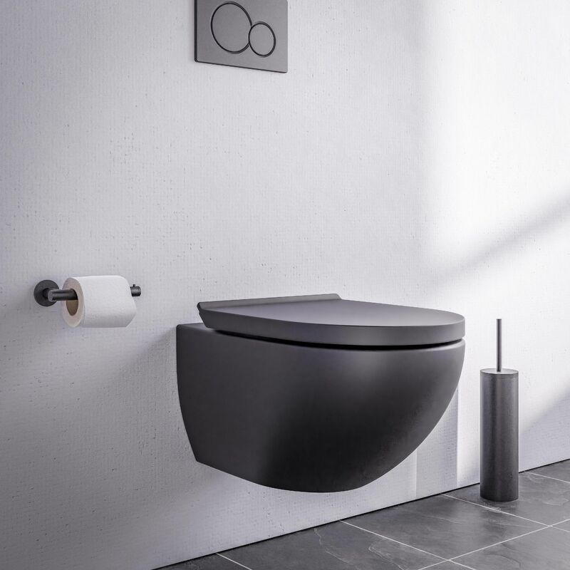 foto del prodotto bernstein wc sospeso senza brida e 9030 con sedile soft close colore a scelta nero opaco 