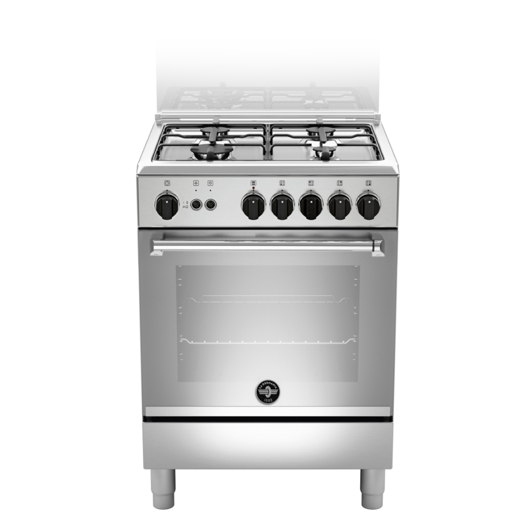 foto del prodotto bertazzoni la germania americana amn664gxv cucina a gas piano cottura 4 fuochi a gas forno a gas classe a inox