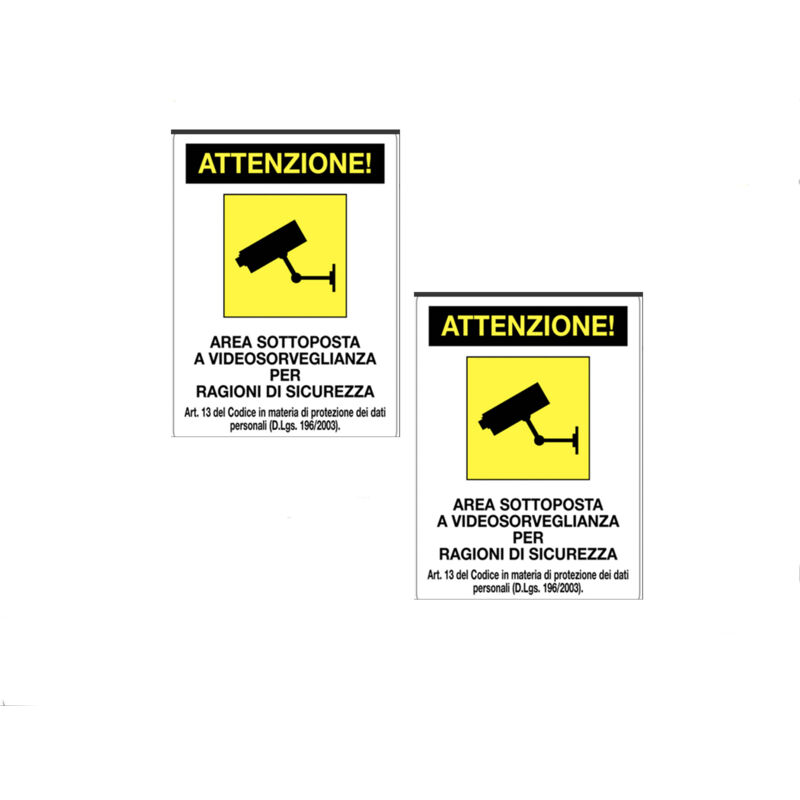 foto del prodotto bes 2pz cartello videosorveglianza segnaletica targa adesiva negozio sicurezza