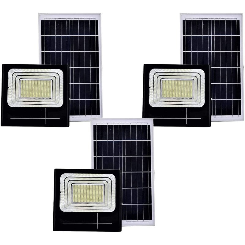foto del prodotto bes 3pz faro led 200w con pannello solare luce fredda faretto casa giardino esterno