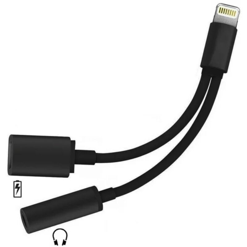 foto del prodotto bes adattatore 2in1 cavo compatibile lightning jack 3.5mm audio auricolari portatile