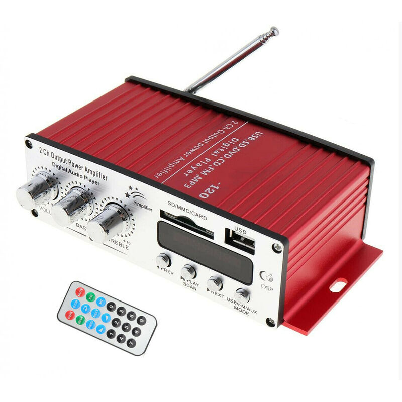 foto del prodotto bes amplificatore audio 2 canali casa auto barca 12v 20wrms con telecomando ma 120