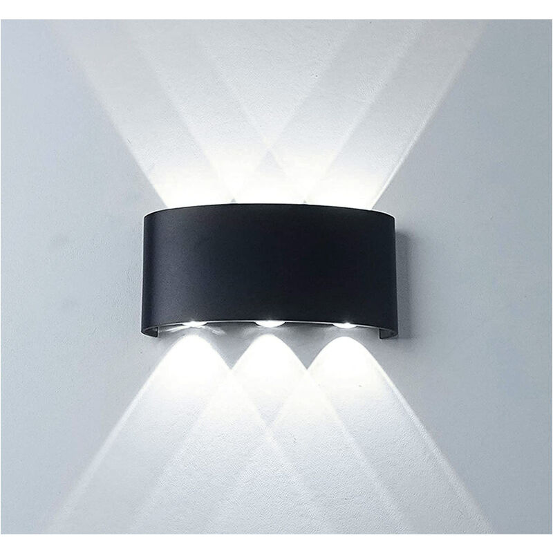 foto del prodotto bes applique led interno esterno 18w luce fredda lampada parete nera ovale fd 17