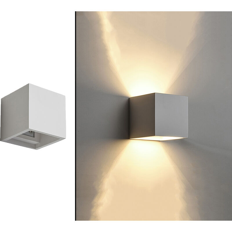 foto del prodotto bes applique parete cubo da interno gesso quadrato bianco doppia luce g9 5019