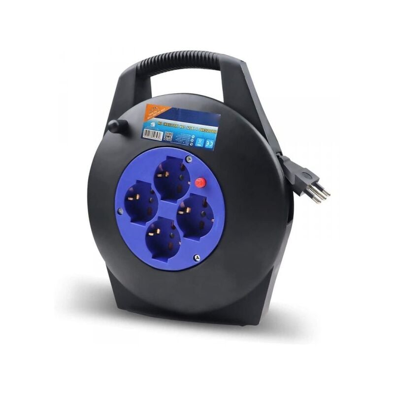 foto del prodotto bes - avvolgicavo elettrico prolunga elettrica 8 metri 4 prese polivalenti schuko + 10a/16a spina 16a