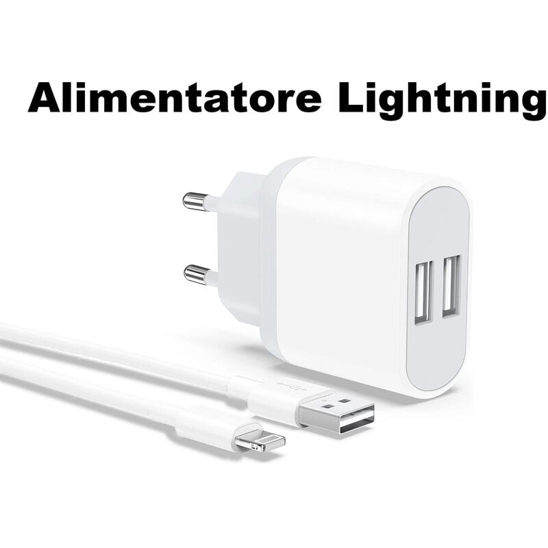 foto del prodotto bes caricatore doppia porta ricarica rapida usb alimentatore cavo 8 pin fo 9 05i