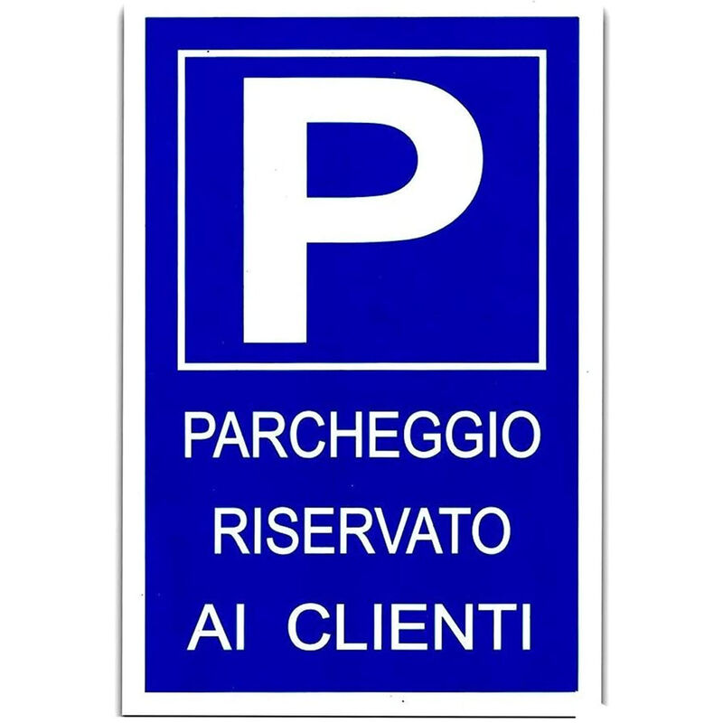 foto del prodotto bes cartello parcheggio riservato ai clienti adesivo targa abs plastificata 30x20cm