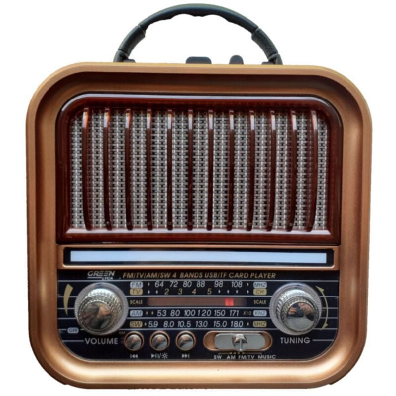 foto del prodotto bes cassa speaker retro pannello solare radio altoparlante luminosa rgb bluetooth