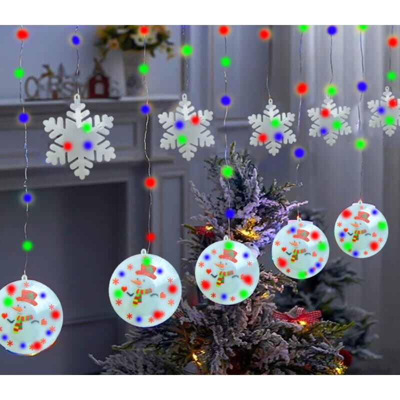foto del prodotto bes catena luminosa 4 metri interno tenda led natalizia pupazzo fiocco natale rgb