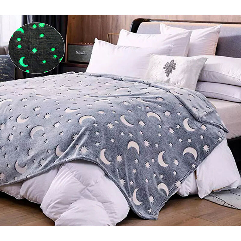 foto del prodotto bes coperta luminosa plaid fluorescente pile morbido lunare spaziale 156x130cm