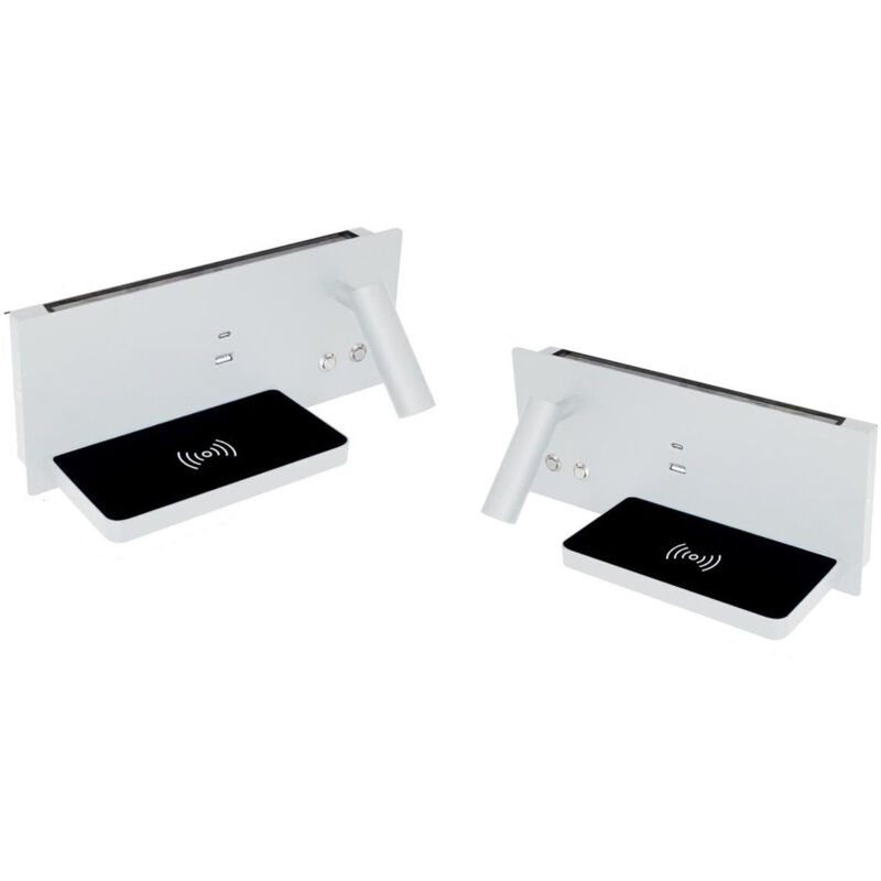 foto del prodotto bes coppia applique lampada letto ricarica wireless bianco luce naturale