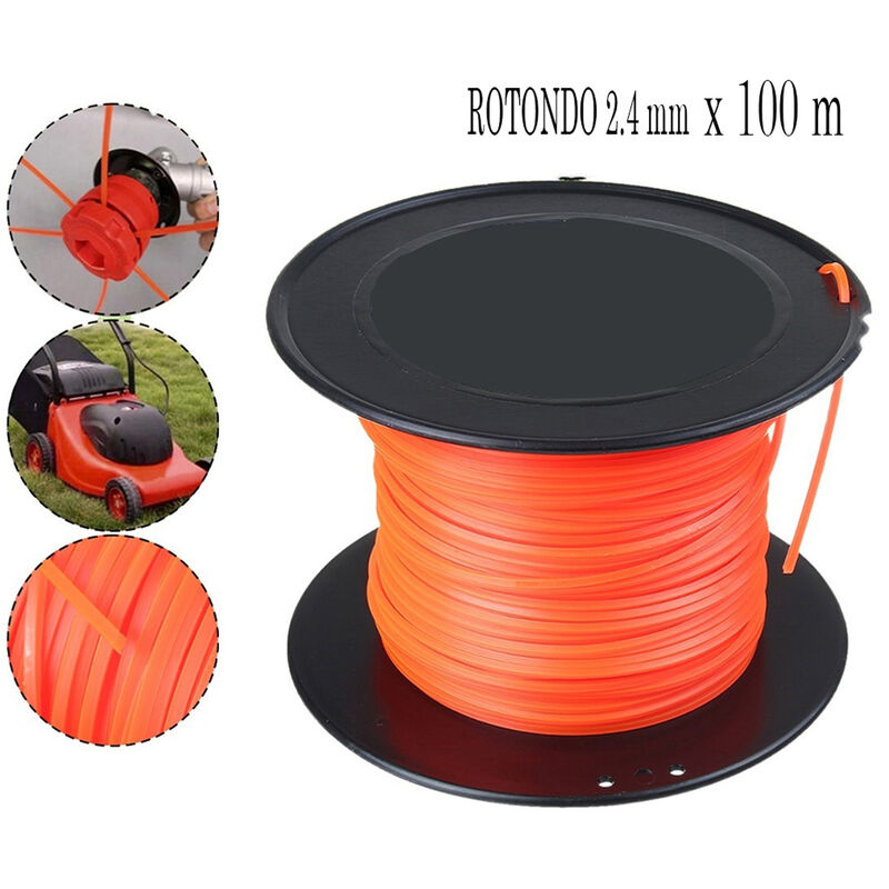 foto del prodotto bes filo decespugliatore 2.4mm rotondo bobina 100mt ricambio tagliaerba arancione