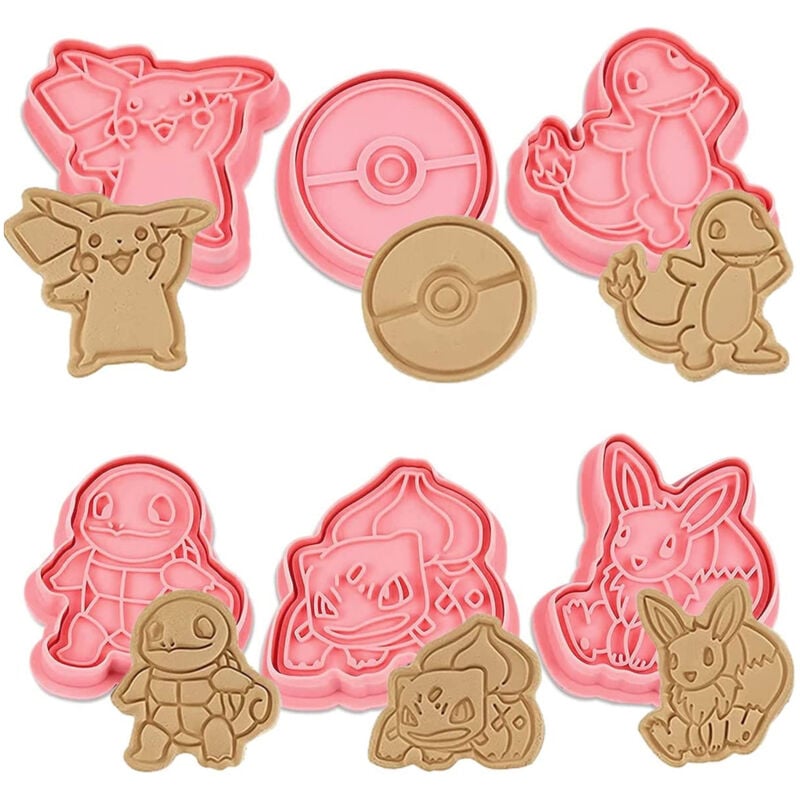 foto del prodotto bes formine biscotti pokemon set 6pz stampo dolci tagliabiscotti decorazione 6x6cm
