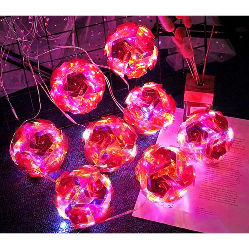 foto del prodotto bes - ghirlanda luminosa natale interno 15 palline led 4m luce fucsia prolungabile