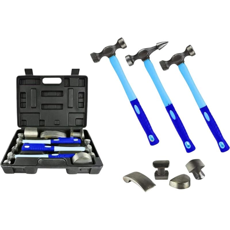 foto del prodotto bes kit martelli e tassi set riparazione auto per carrozziere valigetta da 7 pezzi