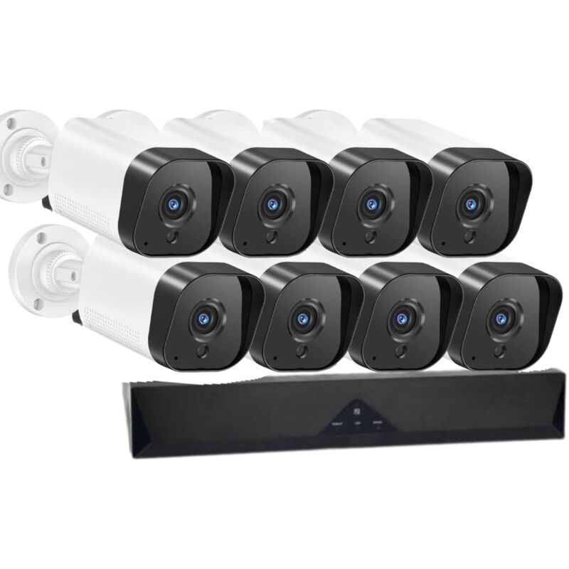 foto del prodotto bes kit poe nvr videosorveglianza 8 telecamere 1 led app jortan 8 canali telecamere