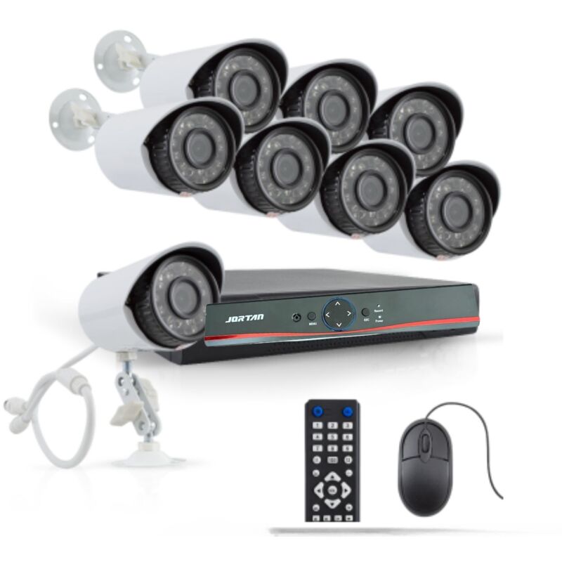 foto del prodotto bes kit videosorveglianza 8 telecamere 37 led dvr app jortan 8 canali telecamere
