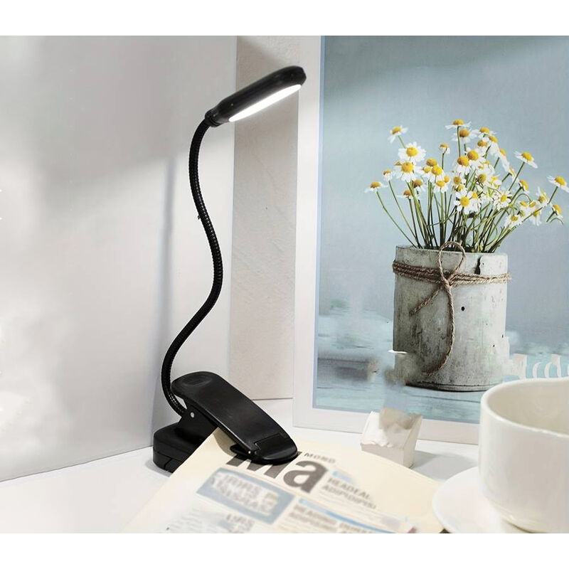 foto del prodotto bes lampada pinza led mini clip flessibile snodabile lettura luce bianca te b0582