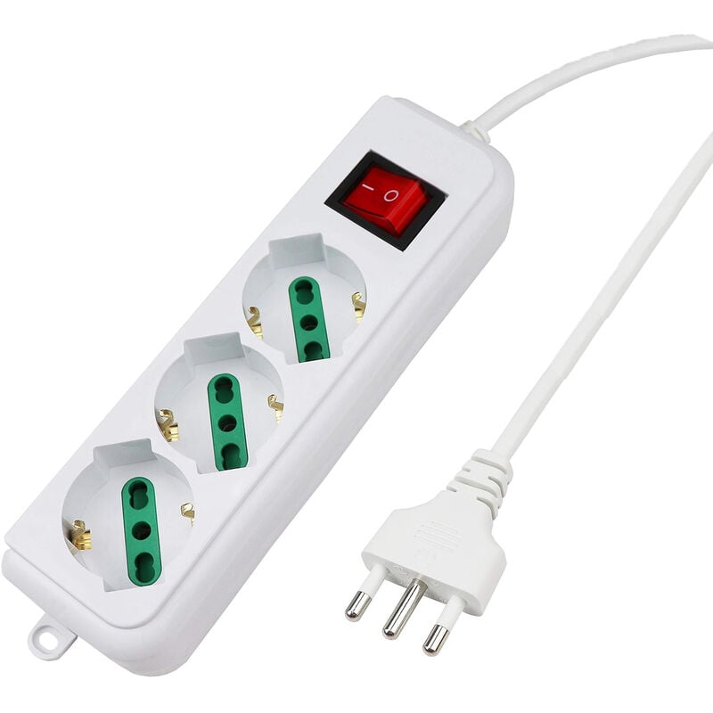foto del prodotto bes multipresa ciabatta elettrica 3 prese universali ita 10 16a schuko 1,5 m