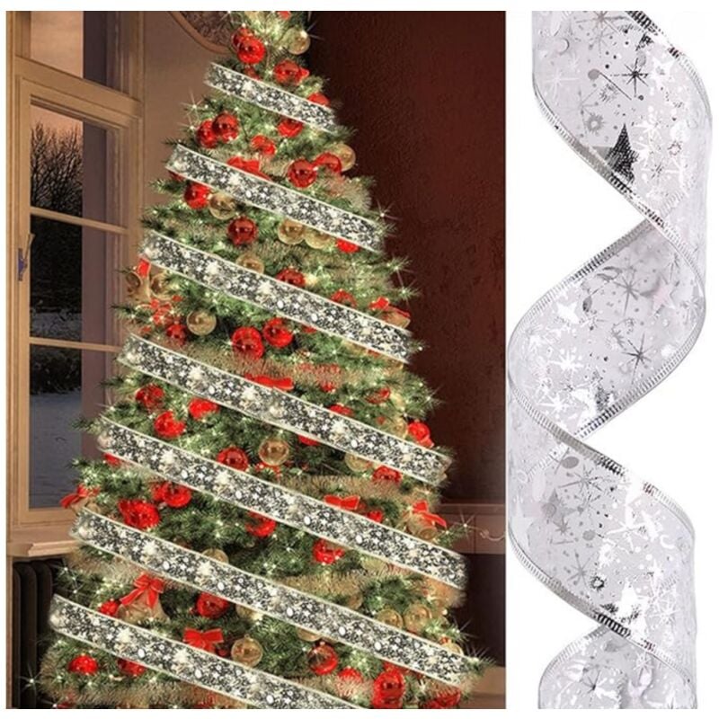 foto del prodotto bes - nastro luminoso albero natale luce led 10mt argento decorazioni