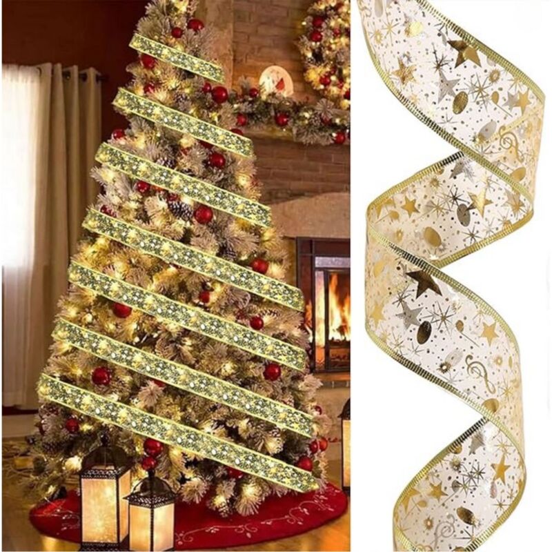 foto del prodotto bes - nastro luminoso albero natale luce led 10mt oro decorazioni